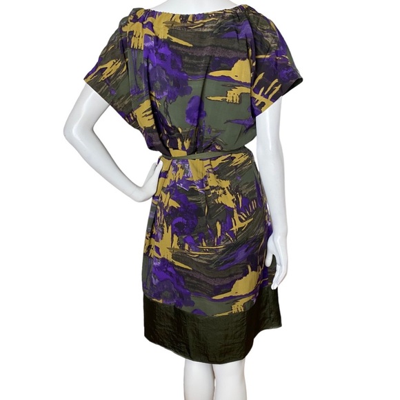 Simply Vera Wang Abstract Multi-color Mini Shift Dress Belted Short Sleeve Large - Picture 5 of 16